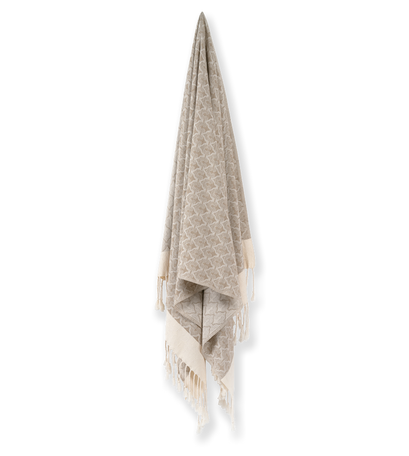 Mute Eloquence Pure Cotton Bath Towel (Peshtemal) In Beige