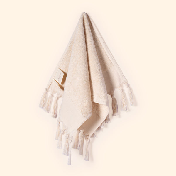 Plush & Bare Pure Cotton Mini Hand Towel In Cream