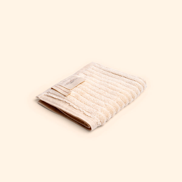 Plush & Bare Striped Pure Cotton Face Cloth In Cream