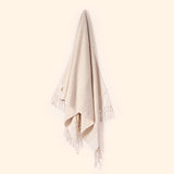 Plush & Bare Striped Pure Cotton King Bath Towel In Cream