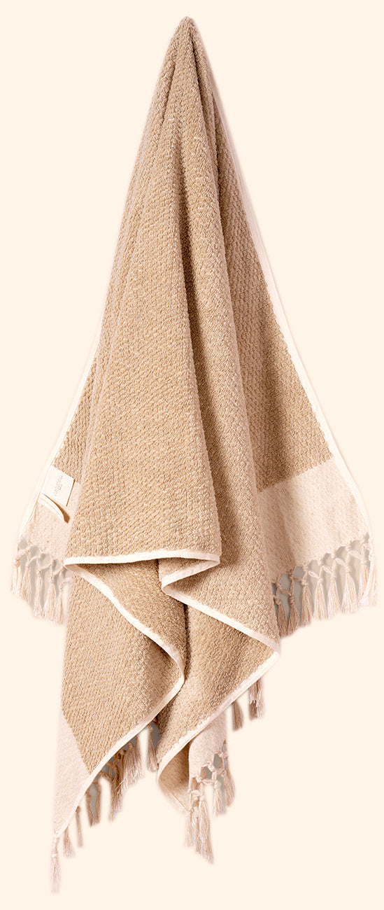 Pure Linen King Bath Towel In Beige