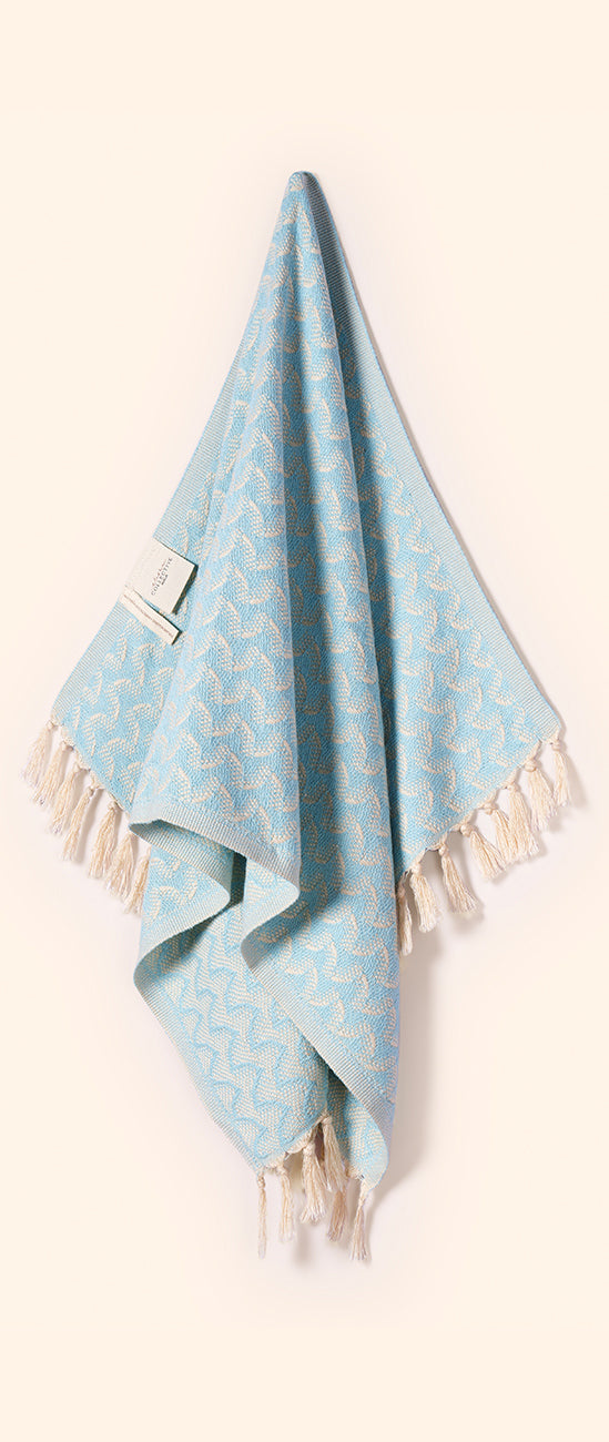 Silent Ripple Pure Cotton Hand Towel In Powder Blue