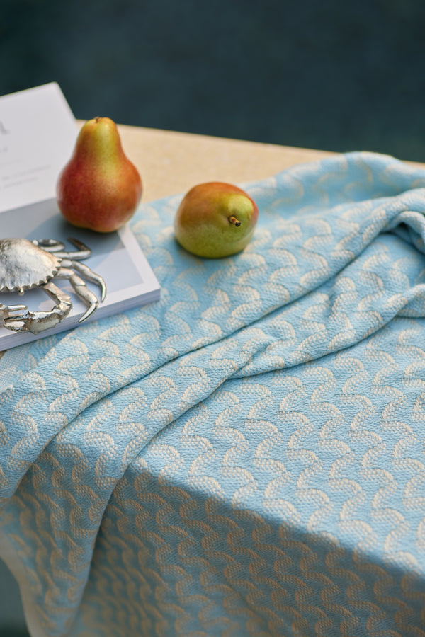 Silent Ripple Pure Cotton Bath & Beach Towel In Powder Blue