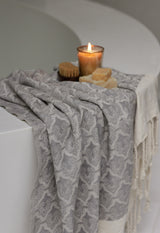 Mute Eloquence Pure Cotton Bath Towel (Peshtemal) In Slate Grey