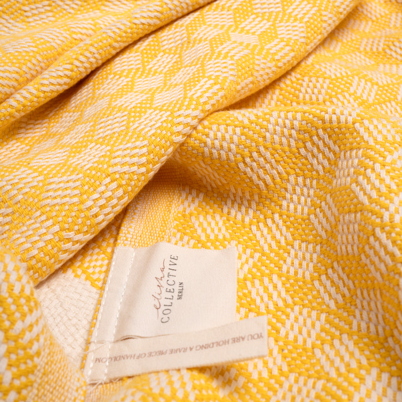 Modern Love Pure Cotton Bath & Beach Towel In Sunny Yellow
