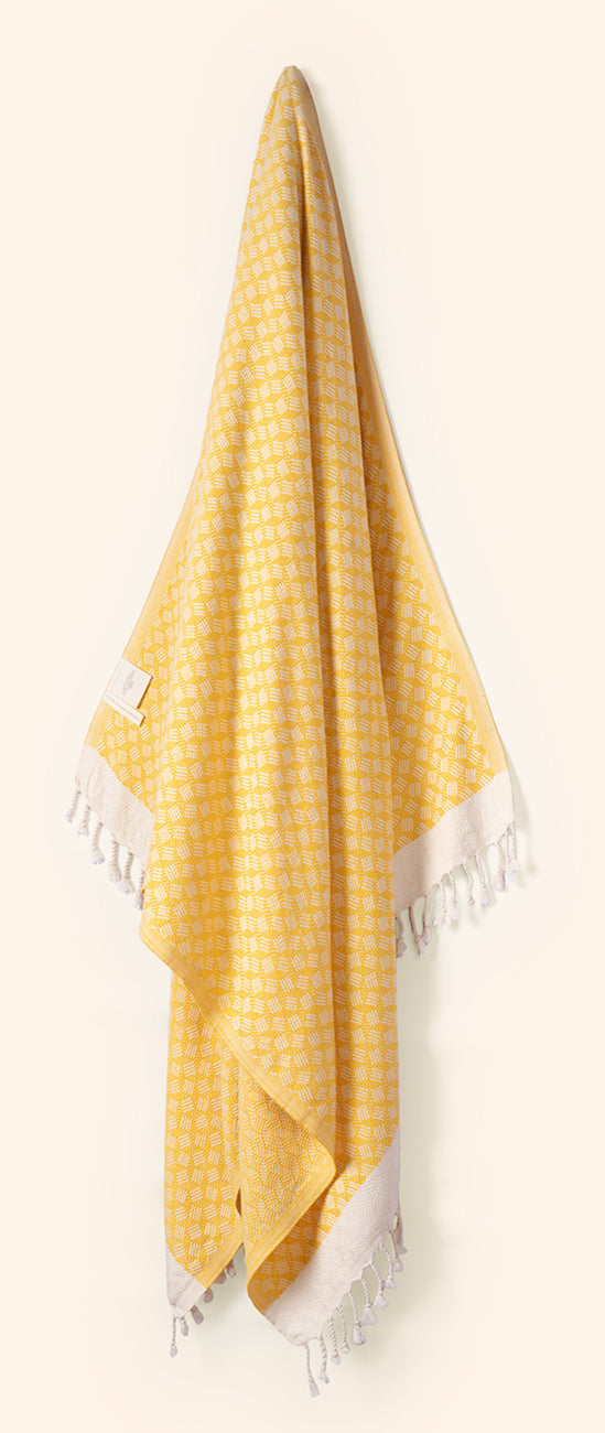 Modern Love Pure Cotton Bath & Beach Towel In Sunny Yellow