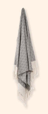 Mute Eloquence Pure Cotton Bath Towel (Peshtemal) In Slate Grey