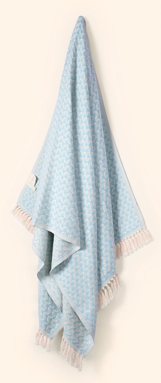 Silent Ripple Pure Cotton Bath & Beach Towel In Powder Blue