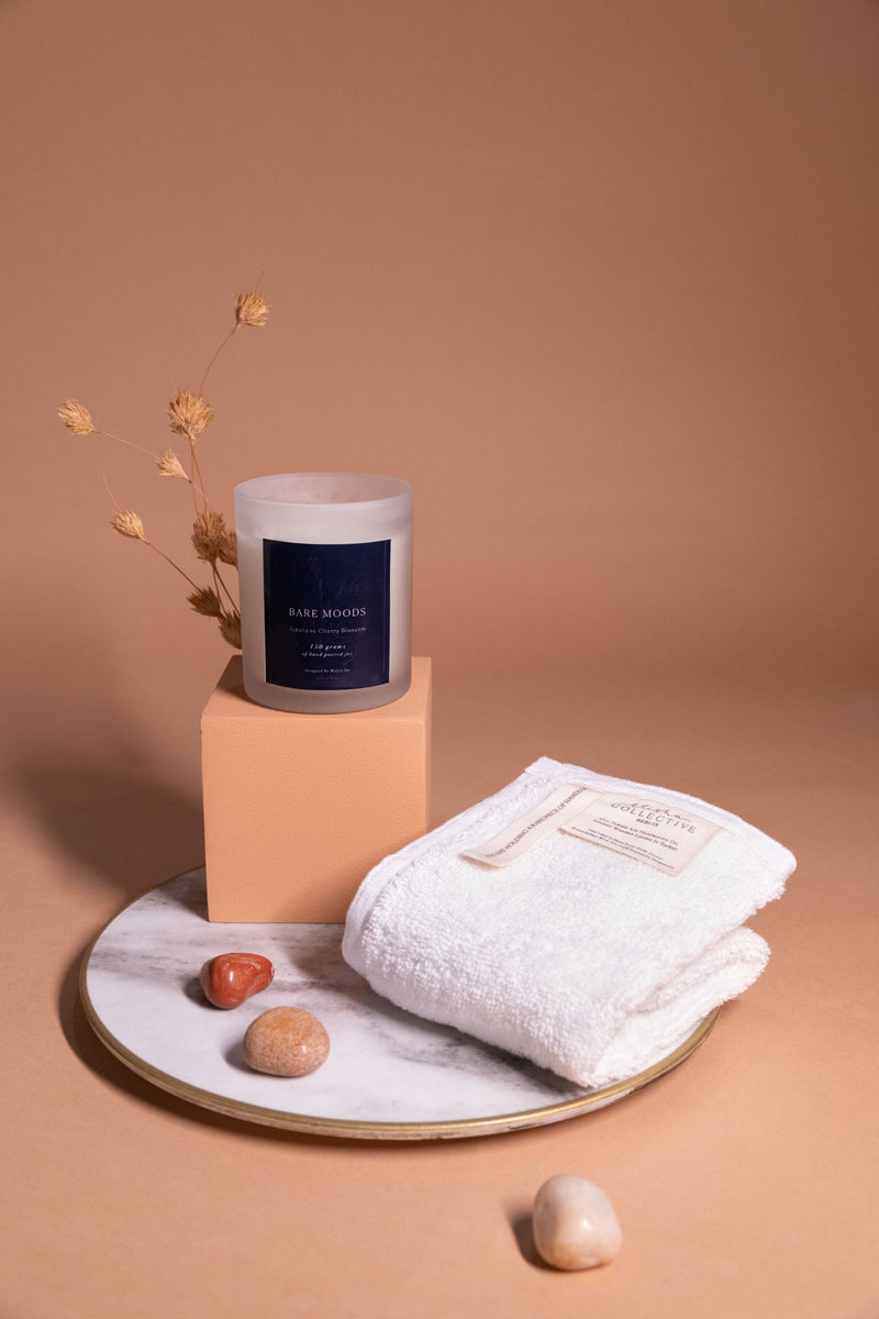 Everyday Luxury Gift Hamper- White Towel, Perfume & Candle