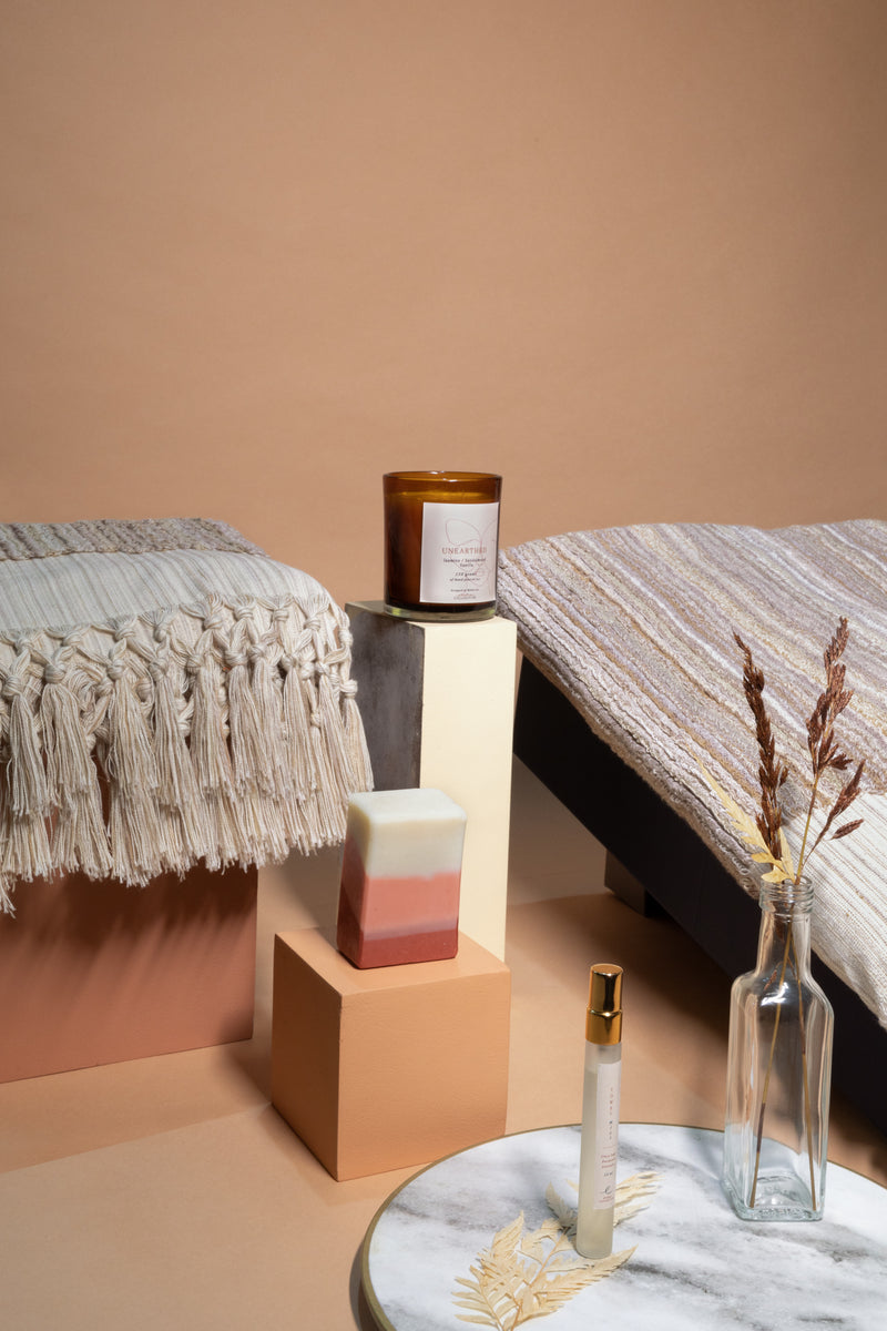 Magnificent Bath Gift Hamper- Brown Towels, Candles, Gourmet Soaps & Towel Perfumes