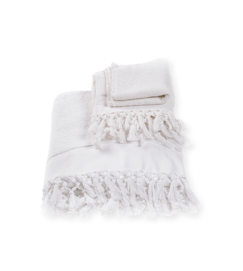 Plush & Bare Face Cloth, Hand Towel and Bath Set  In White